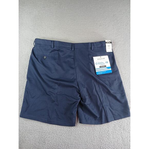 Haggar Shorts Mens Size 44W Blue Cool 18 Pro Gabardine Stretchy Pleated NWT - Picture 8 of 9